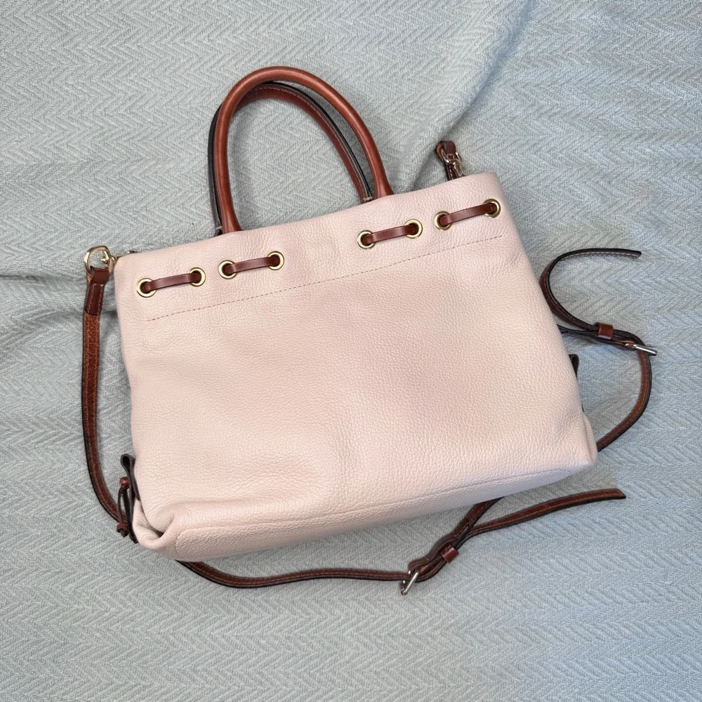 Dooney & Burke Wakefield Tassel Tote leather in bone, gold tone hardware - Picture 10 of 16